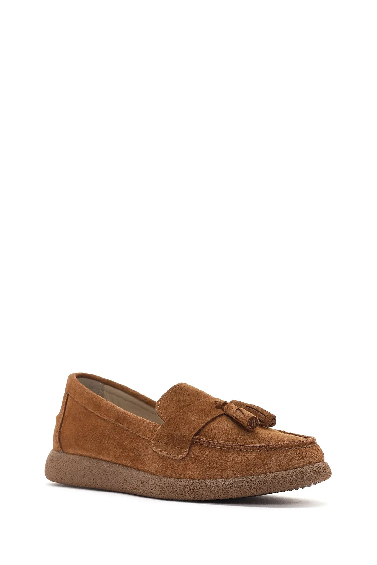 Kadın Taba Süet Deri Comfort Loafer