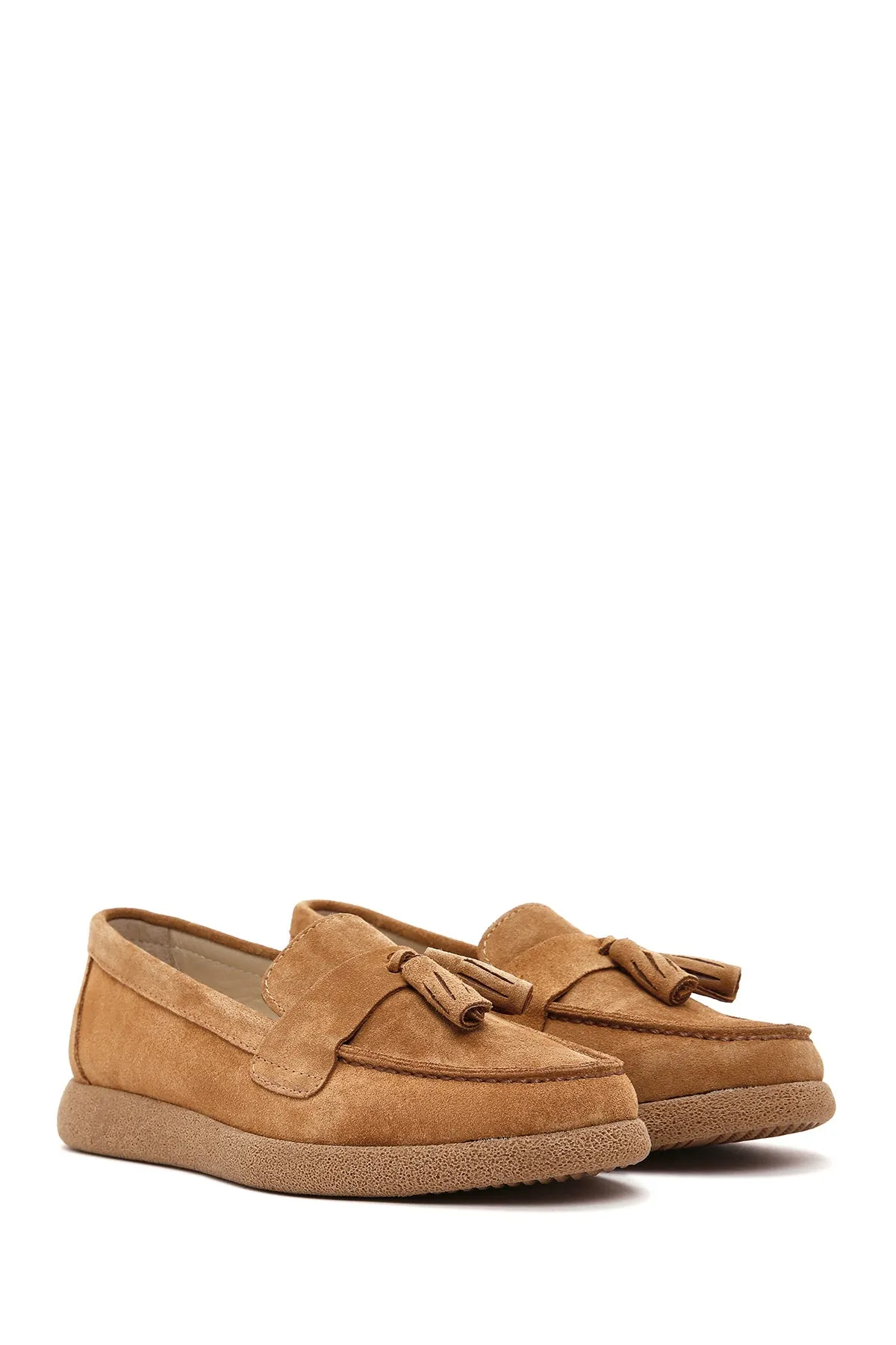 Kadın Taba Süet Deri Comfort Loafer