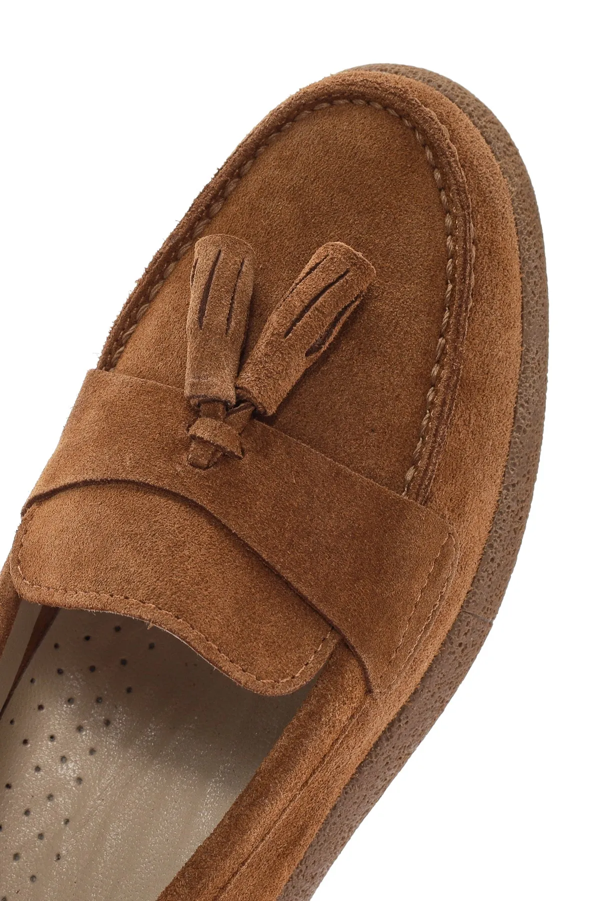 Kadın Taba Süet Deri Comfort Loafer