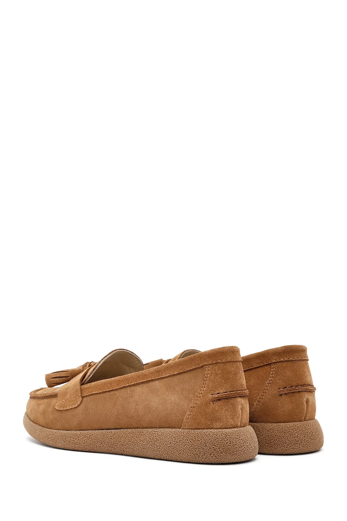 Kadın Taba Süet Deri Comfort Loafer