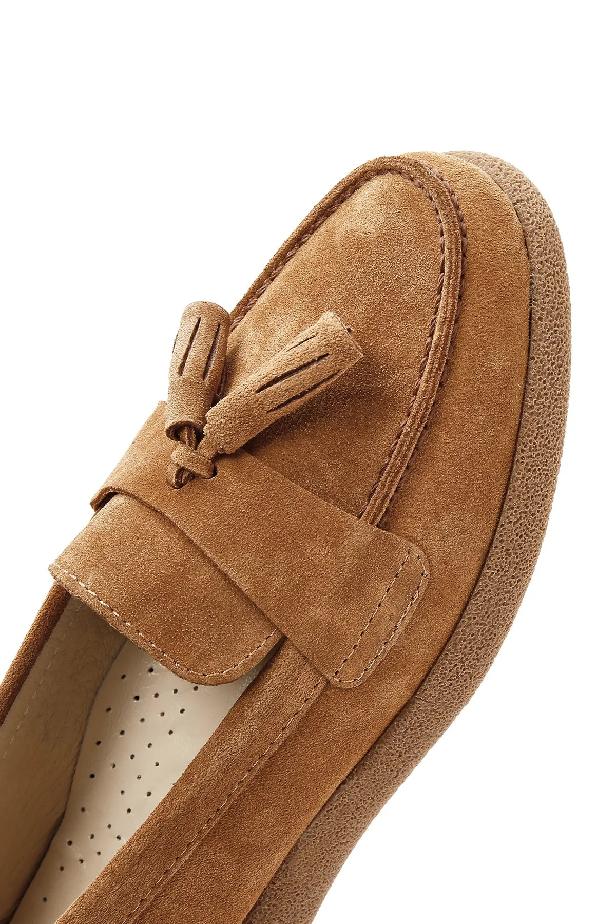 Kadın Taba Süet Deri Comfort Loafer