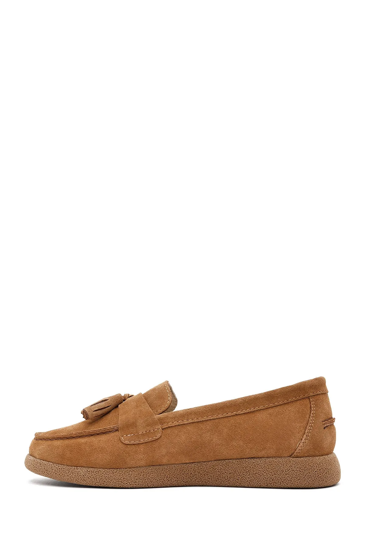 Kadın Taba Süet Deri Comfort Loafer
