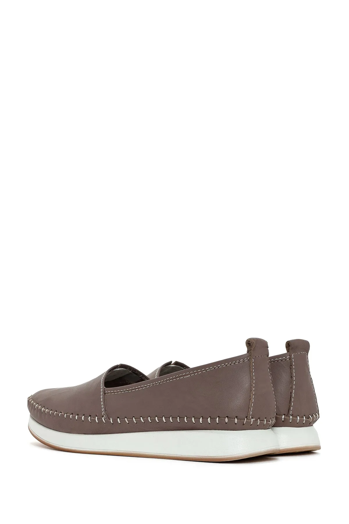 Kadın Vizon Kalın Tabanlı Deri Comfort Loafer