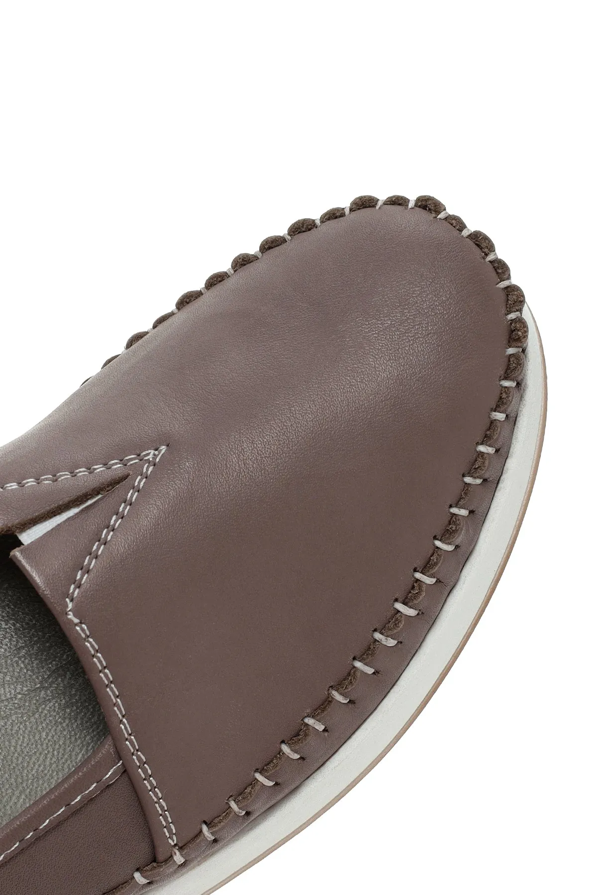 Kadın Vizon Kalın Tabanlı Deri Comfort Loafer