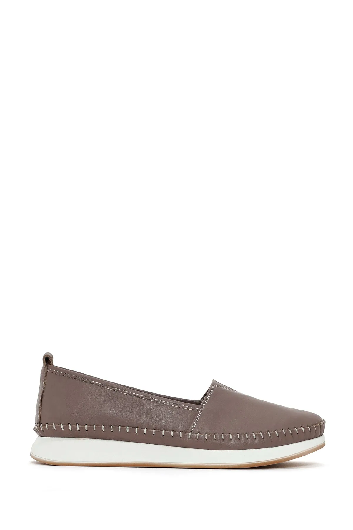 Kadın Vizon Kalın Tabanlı Deri Comfort Loafer