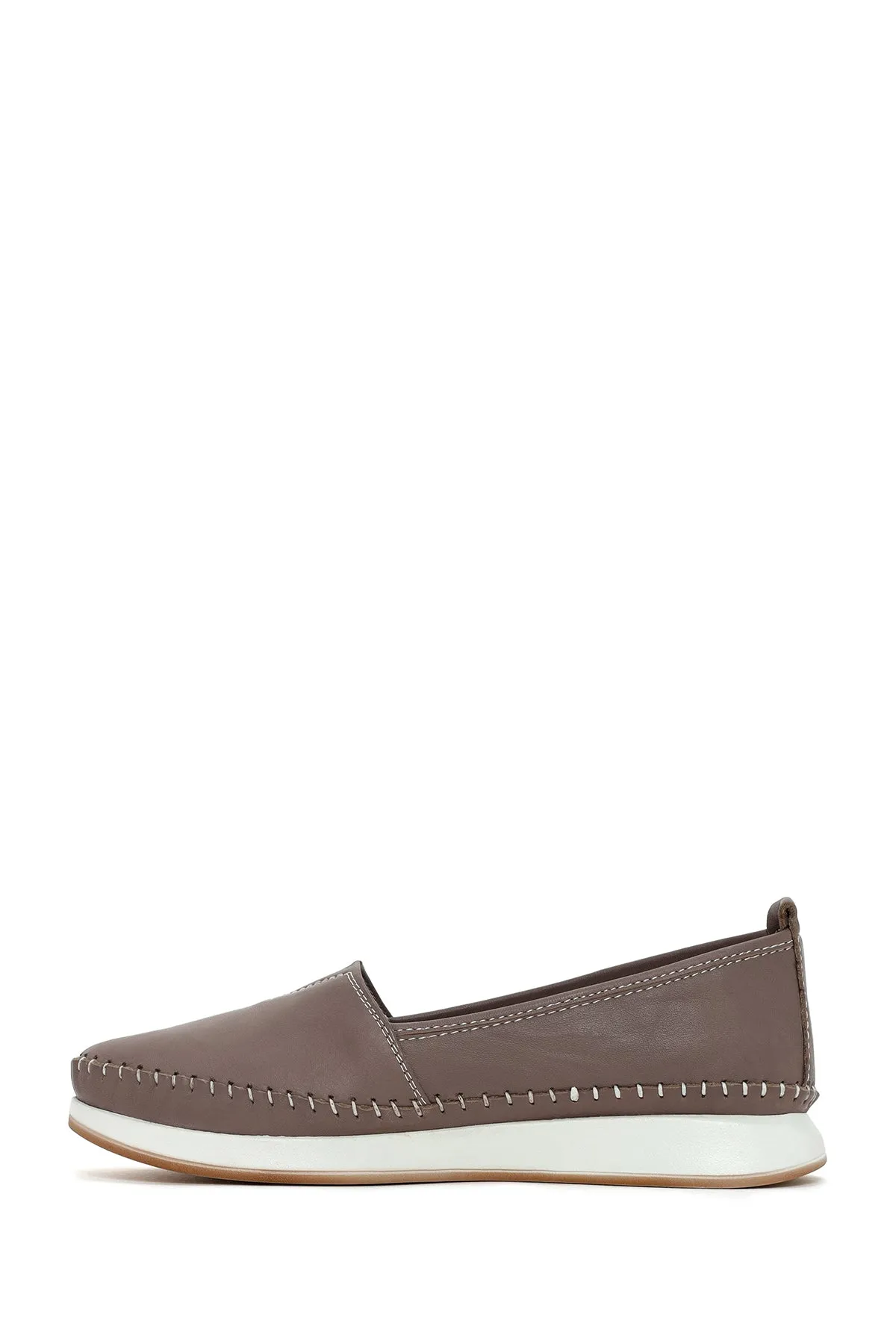 Kadın Vizon Kalın Tabanlı Deri Comfort Loafer