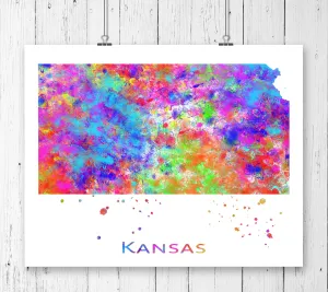 Kansas Map Art Print - Unframed