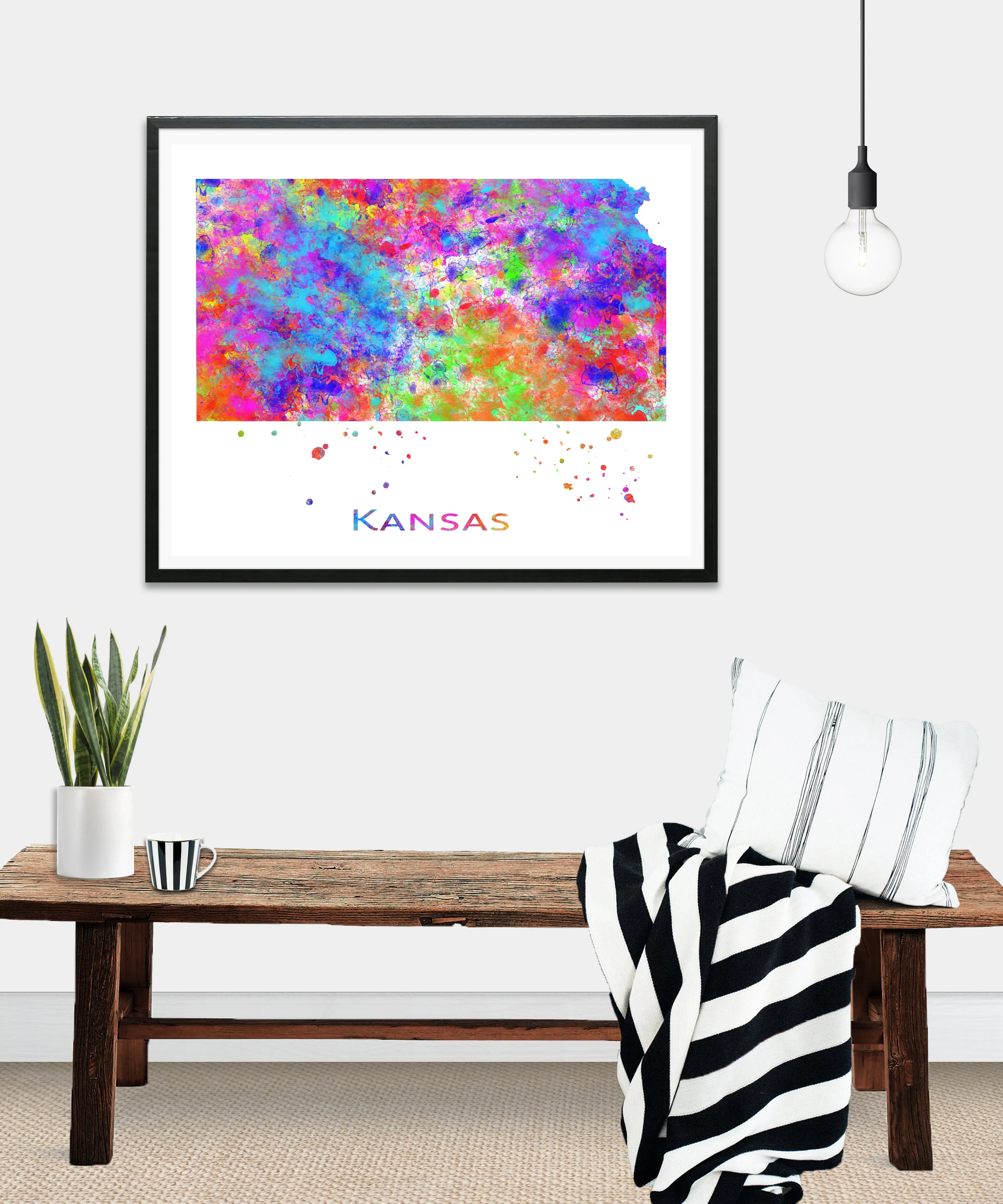 Kansas Map Art Print - Unframed