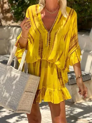 Lara Soft V-Neck Casual Mini Dress