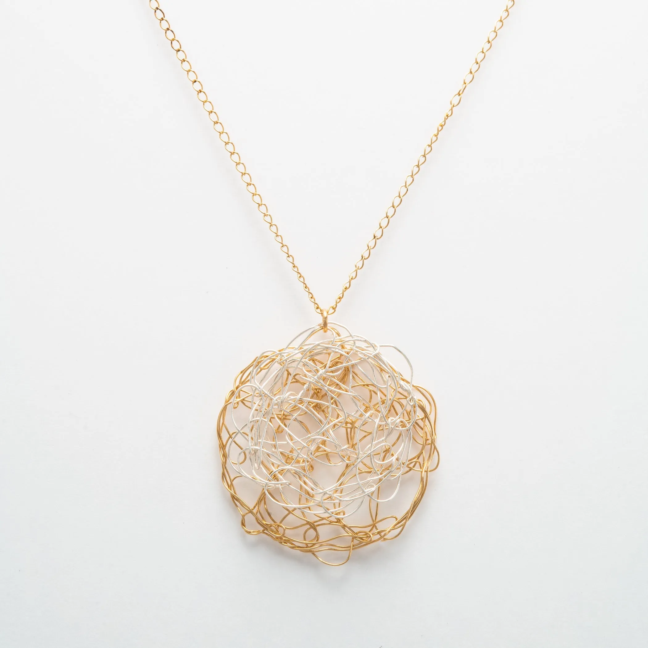 Large Bi-Metal Disk Pendant