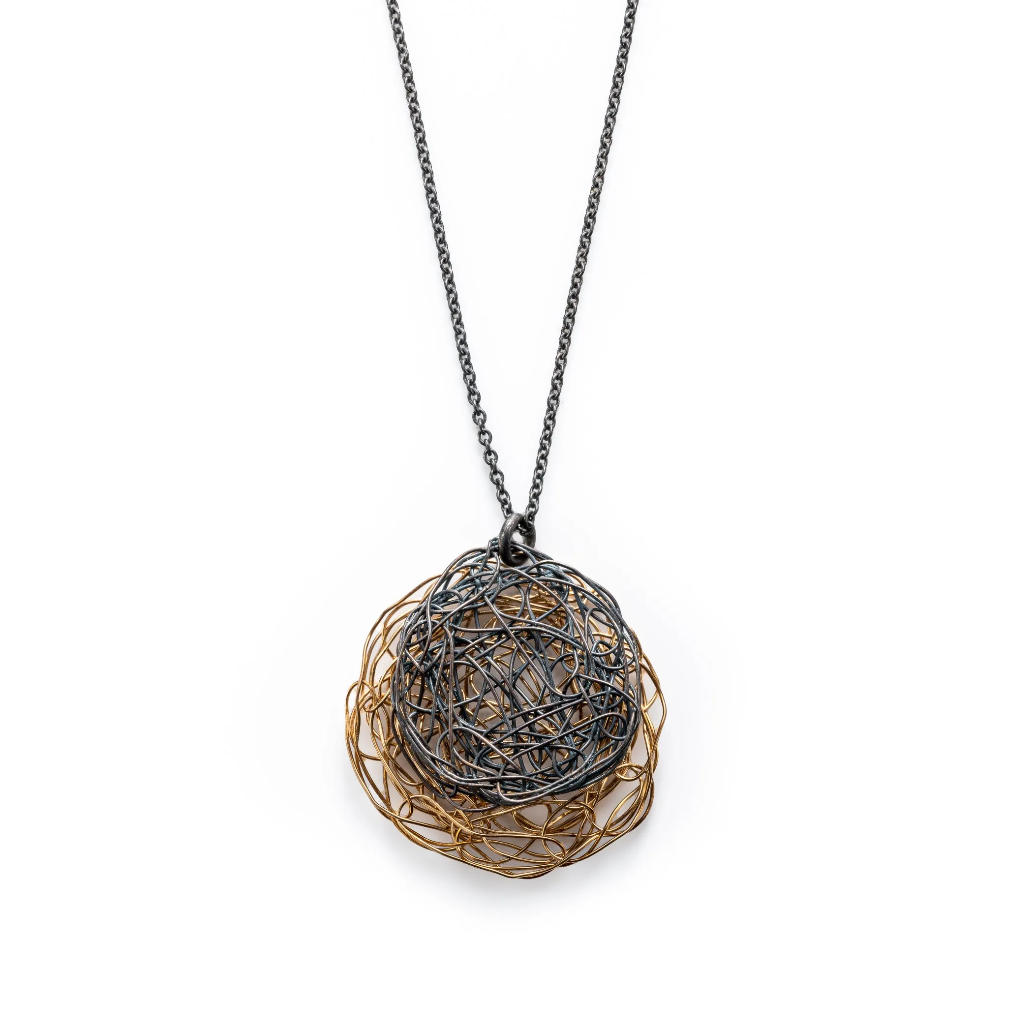 Large Bi-Metal Disk Pendant