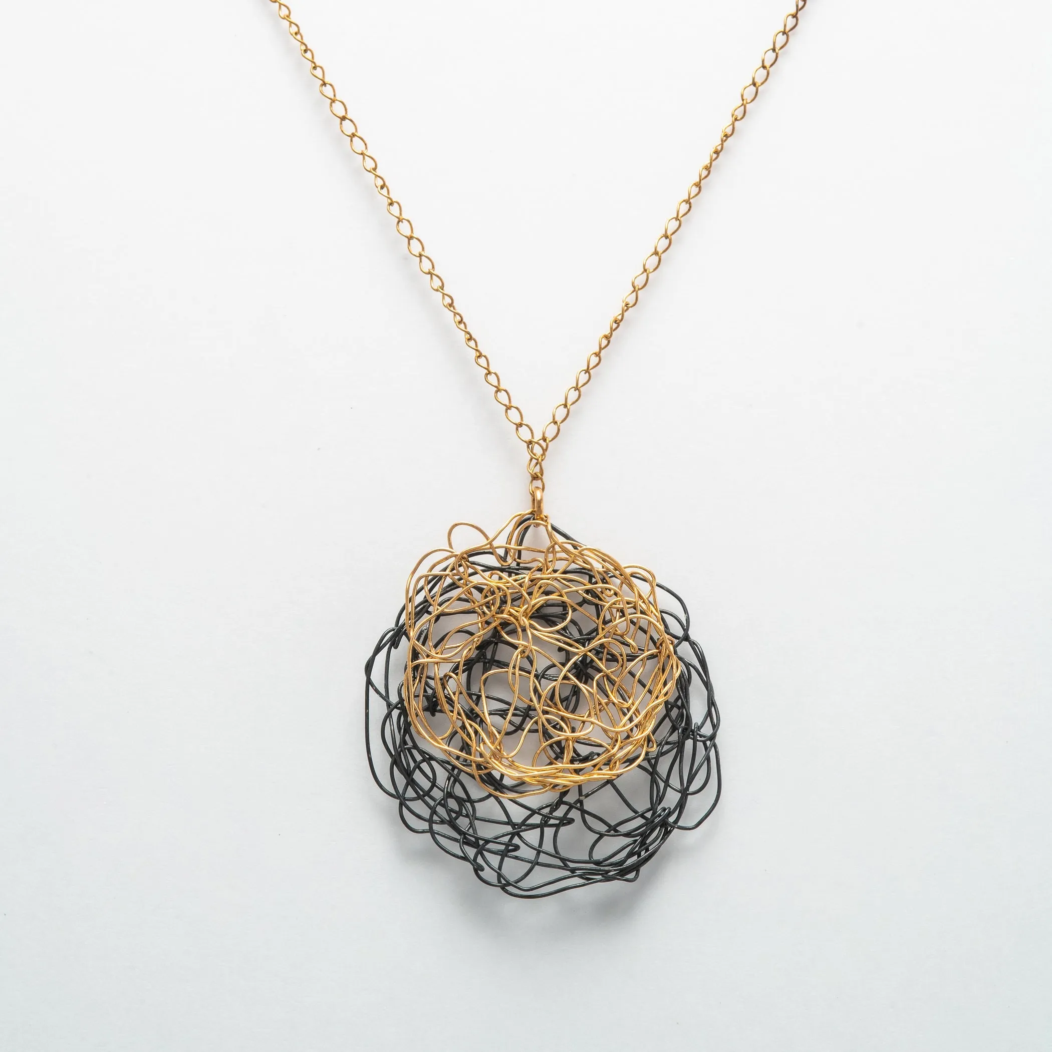 Large Bi-Metal Disk Pendant