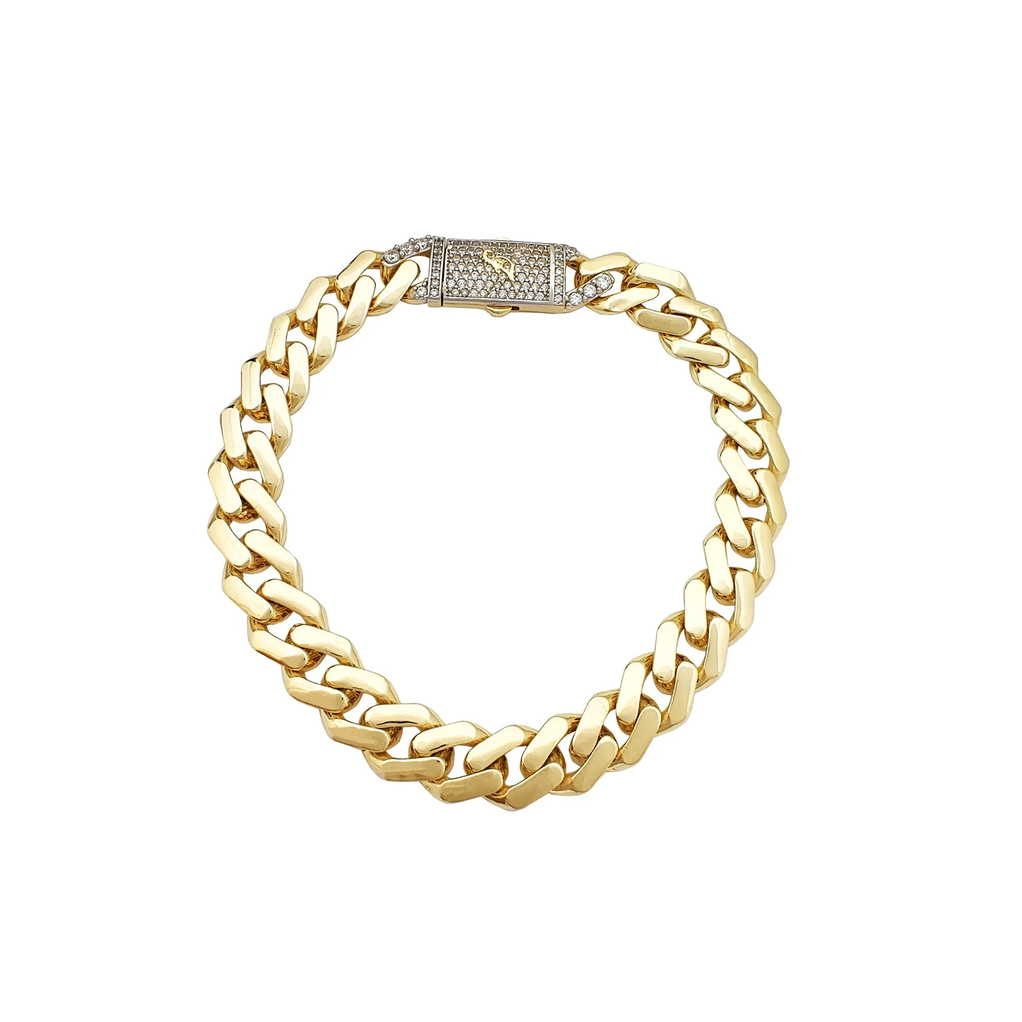 Lightweight Monaco Iced-Out Lock Bracelet (14K)