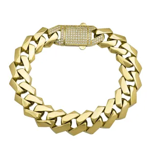 Lightweight Monaco "Edge" Iced-Out Lock Bracelet (14K)