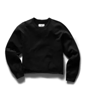 Lightweight Terry Cut-Off Crewneck Womens Black