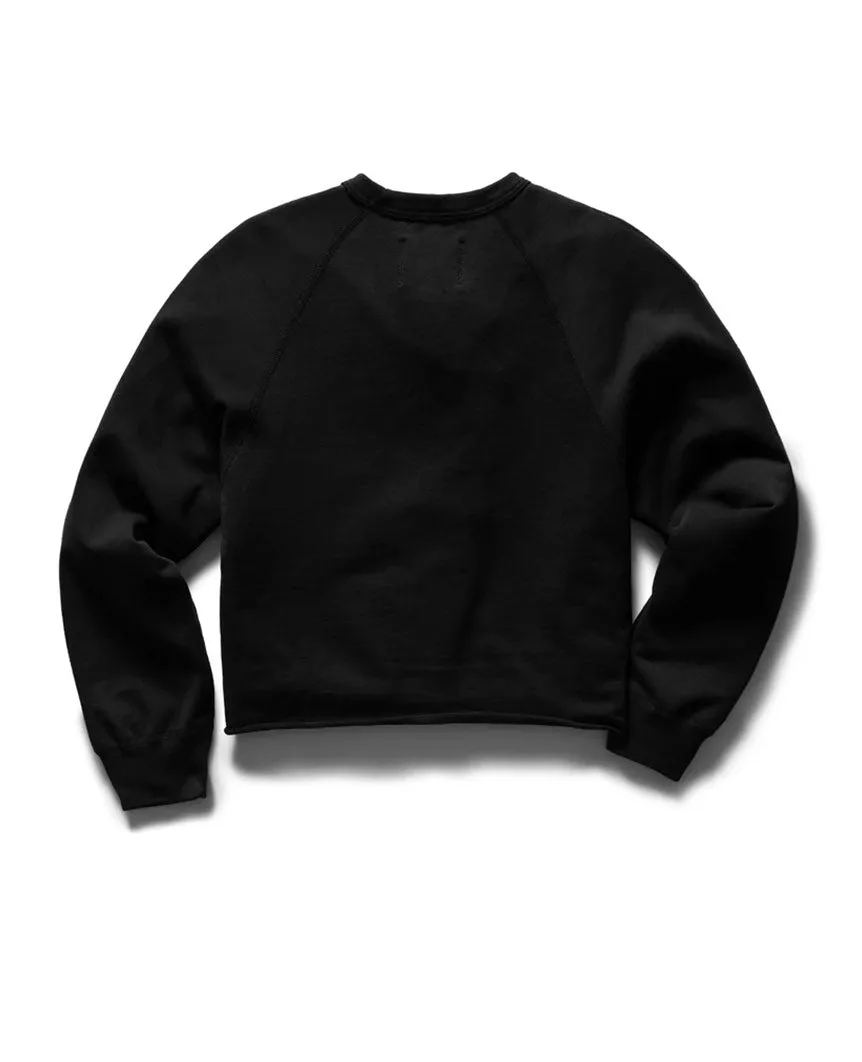 Lightweight Terry Cut-Off Crewneck Womens Black