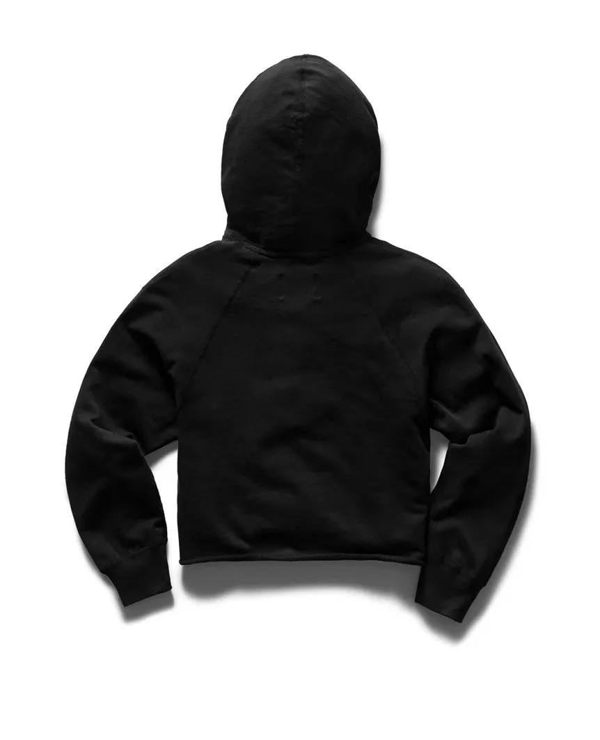 Lightweight Terry Cut-Off Hoodie Black Womens