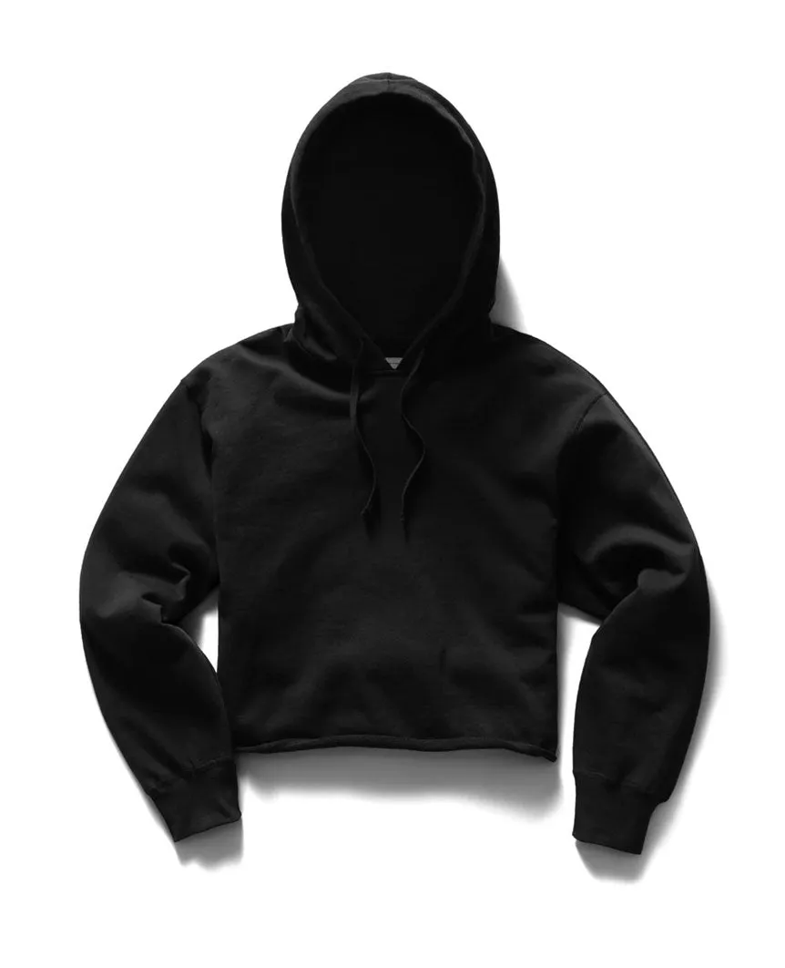 Lightweight Terry Cut-Off Hoodie Black Womens