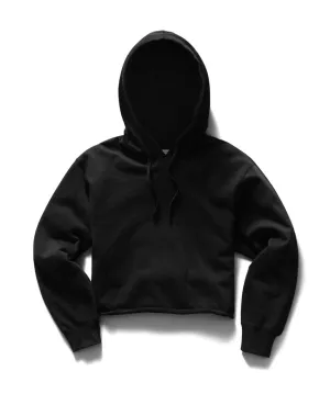 Lightweight Terry Cut-Off Hoodie Black Womens