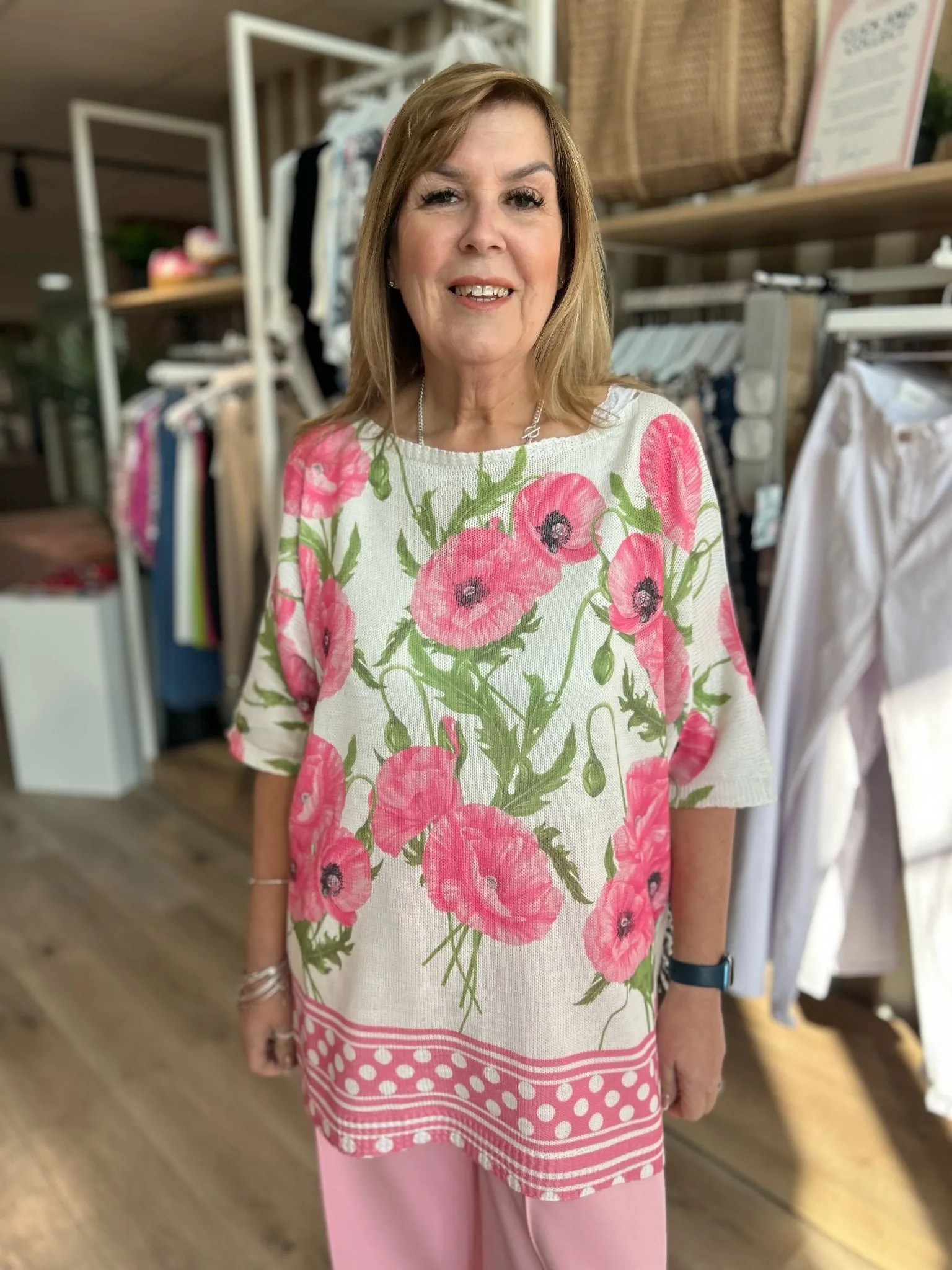 Lipstick Poppy Knit Top Wendy