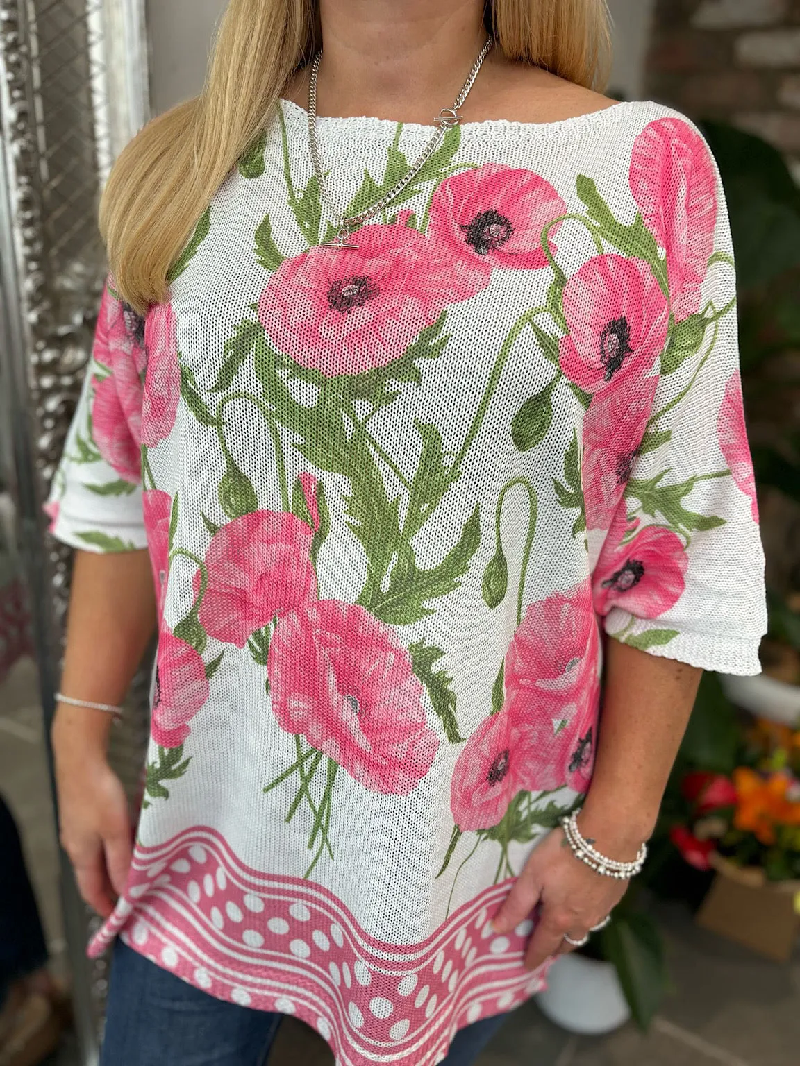 Lipstick Poppy Knit Top Wendy