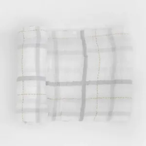 Little Unicorn Cotton Muslin Single Swaddle (Grey Plaid)
