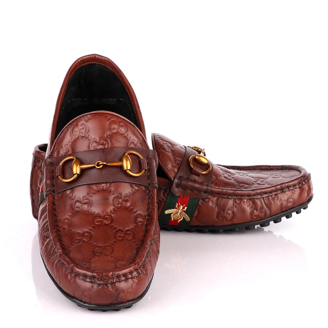 Logo Crested Brown Leather Drivers