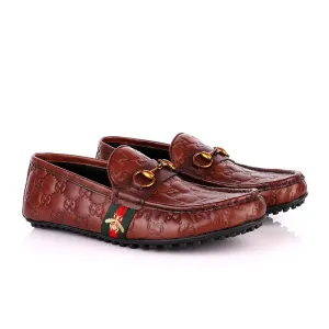 Logo Crested Brown Leather Drivers