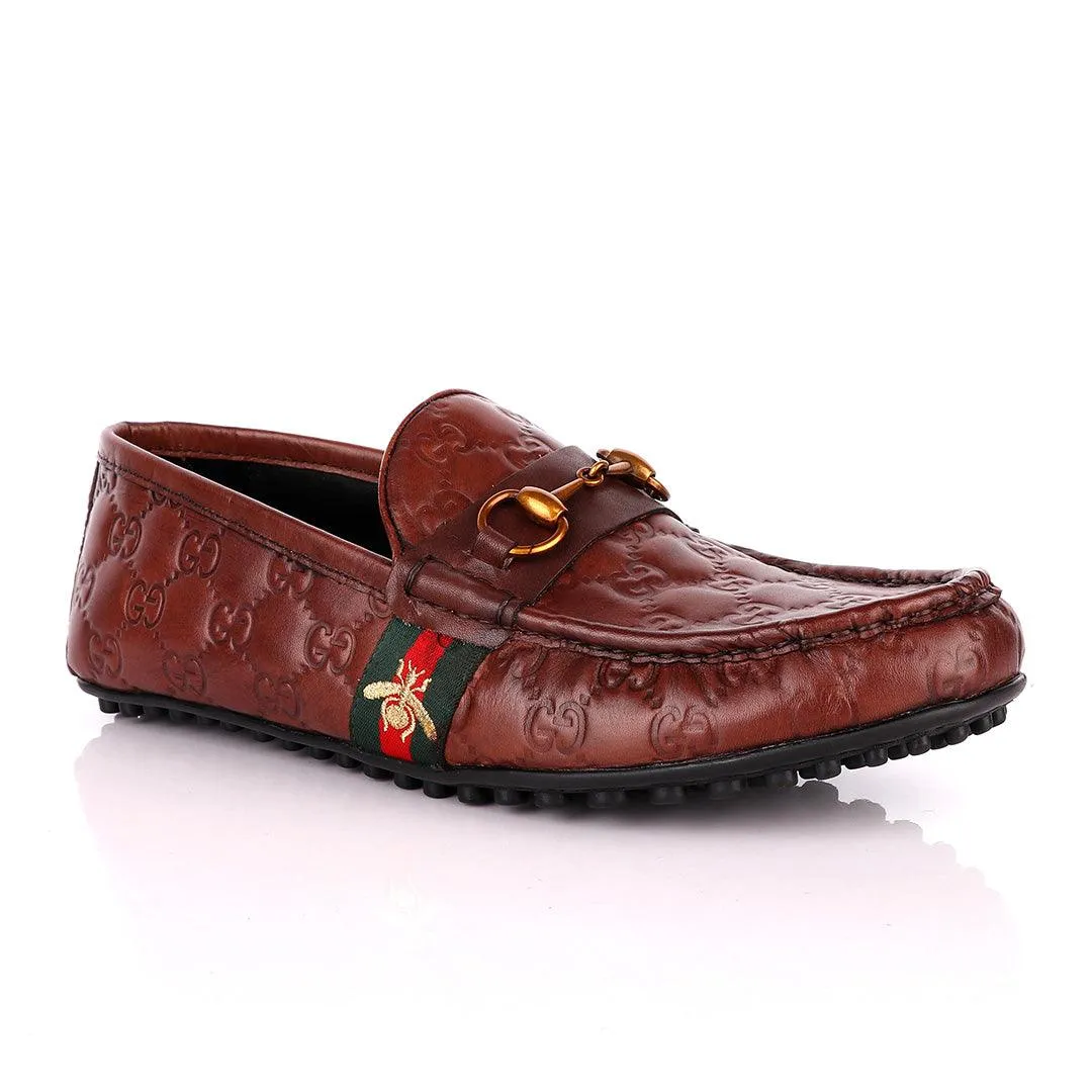 Logo Crested Brown Leather Drivers