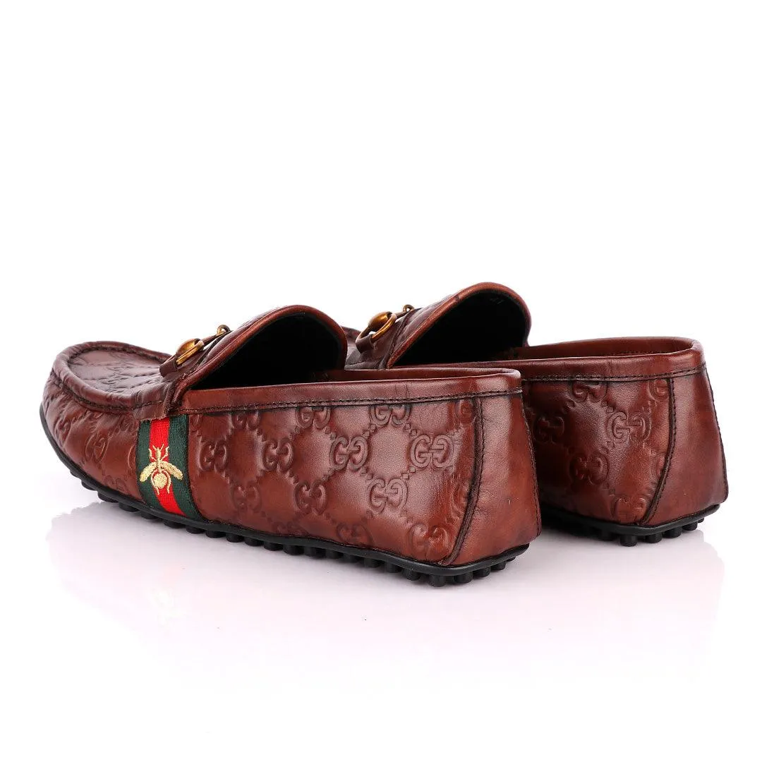 Logo Crested Brown Leather Drivers