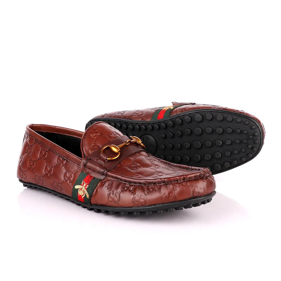 Logo Crested Brown Leather Drivers
