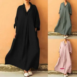 Long Sleeve Loose Shirt Dress