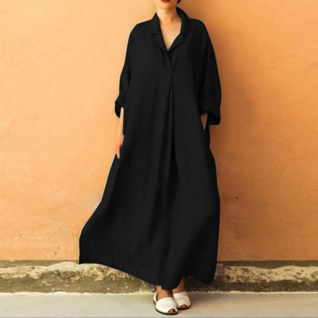 Long Sleeve Loose Shirt Dress