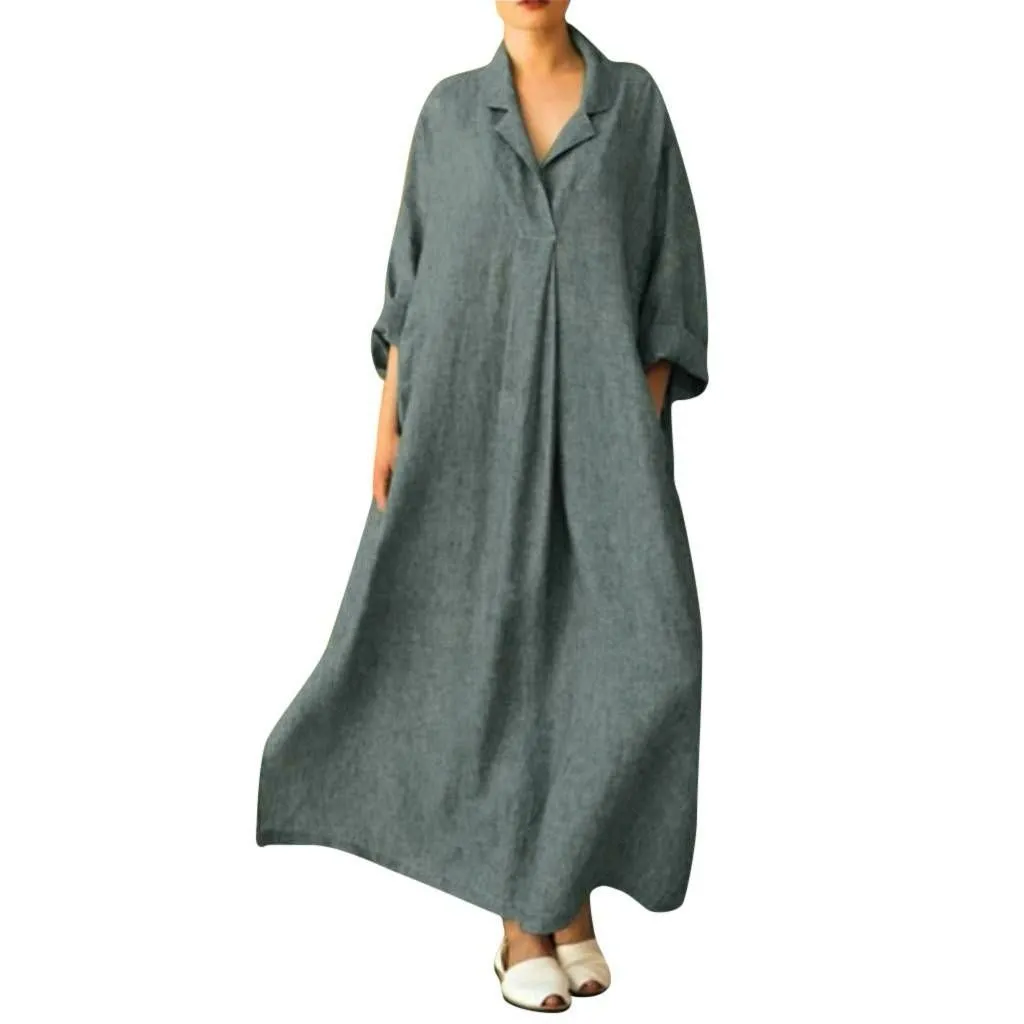 Long Sleeve Loose Shirt Dress