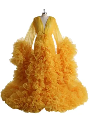Long Sleeve Ruffle  Luxury Robe