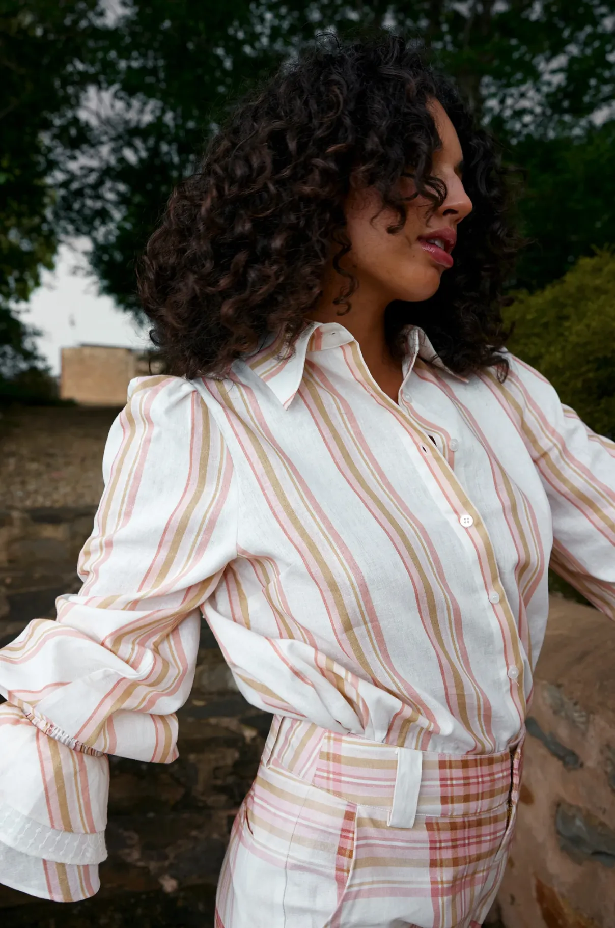 LUCINDA Blouse | PEONY/ANTIQUE STRIPE