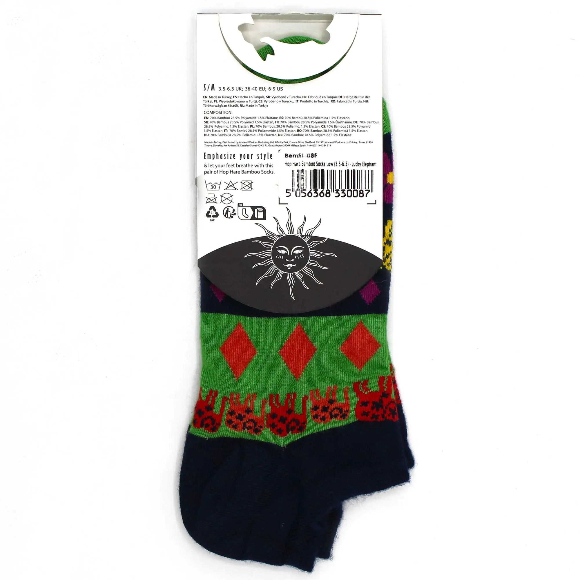 Lucky Elephant Socks Low S/M 3.5-6.5 - Lucky Elephant