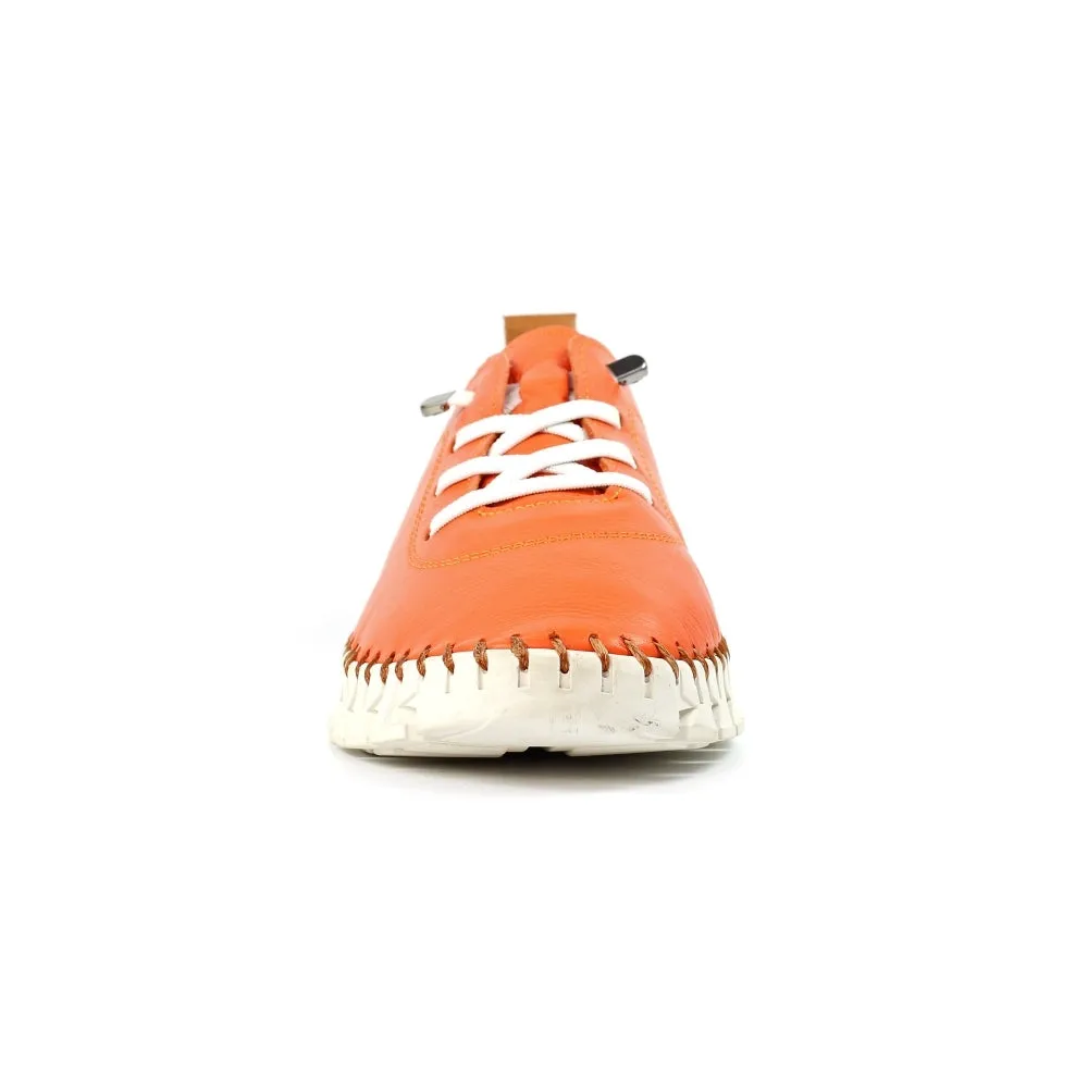 Lunar St Austell Leather Plimsoll Orange