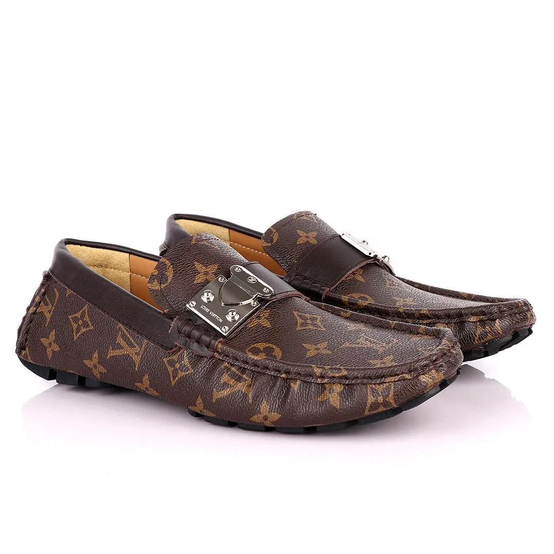 LV Monogram Moccasin Loafers-Brown