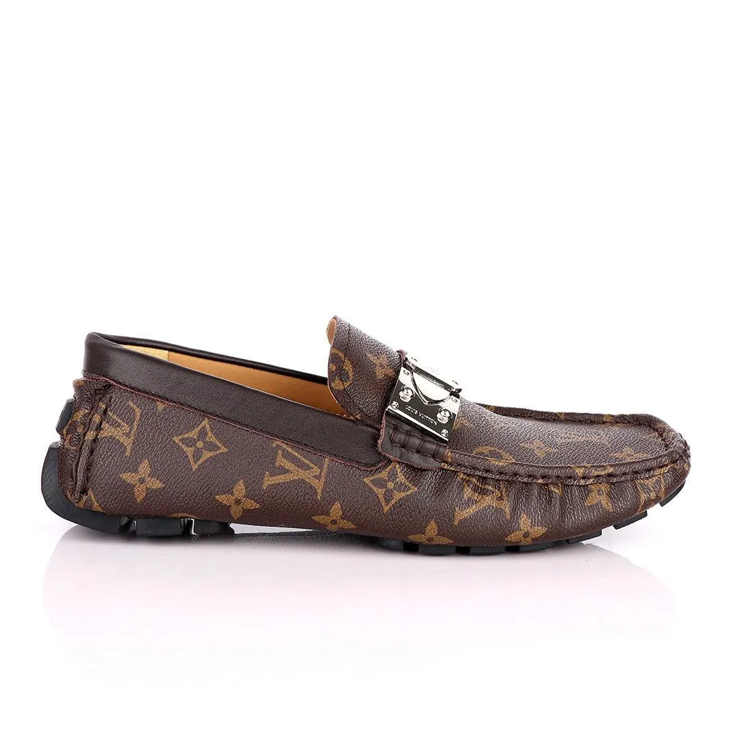 LV Monogram Moccasin Loafers-Brown