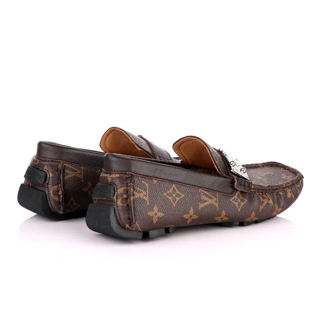 LV Monogram Moccasin Loafers-Brown