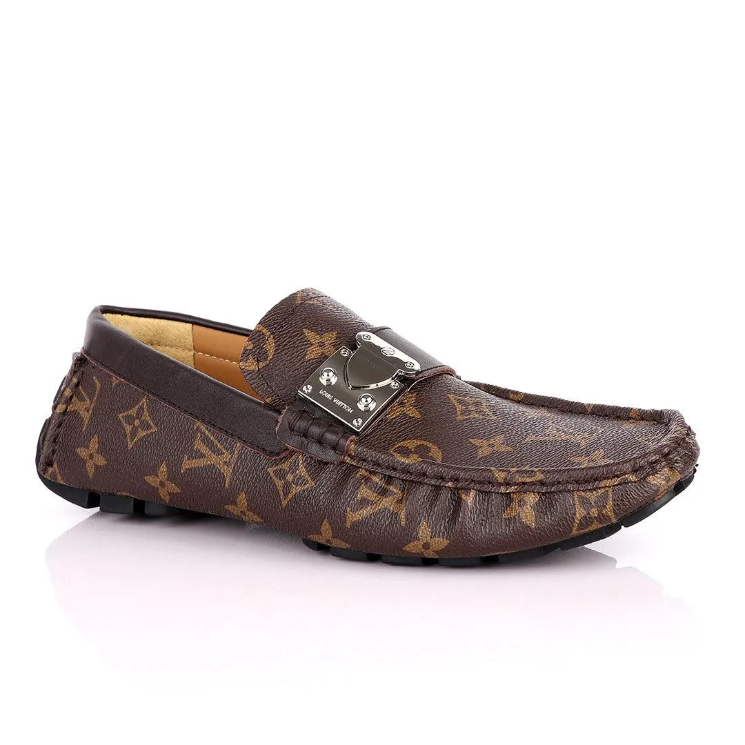 LV Monogram Moccasin Loafers-Brown