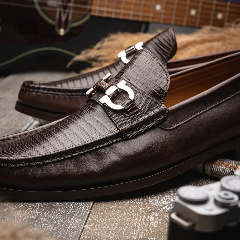 Marco Di Milano Enzo in Brown Lizard Loafers