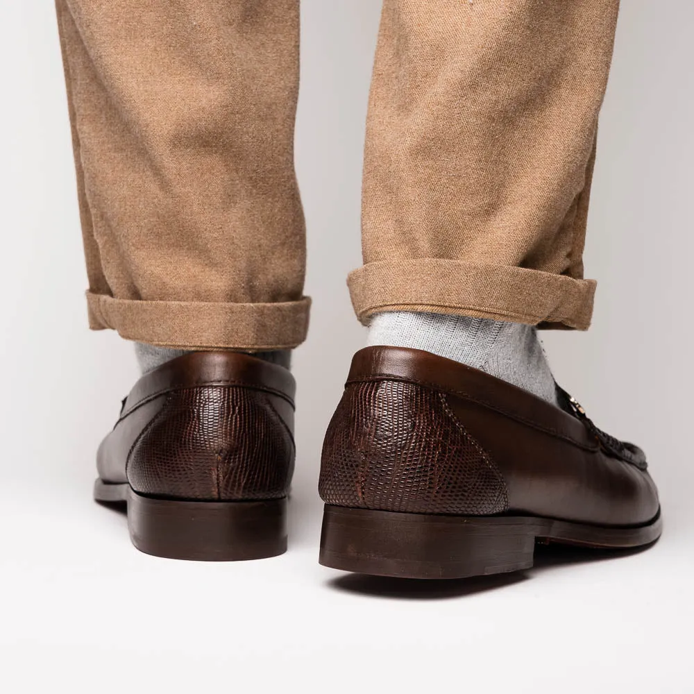 Marco Di Milano Enzo in Brown Lizard Loafers