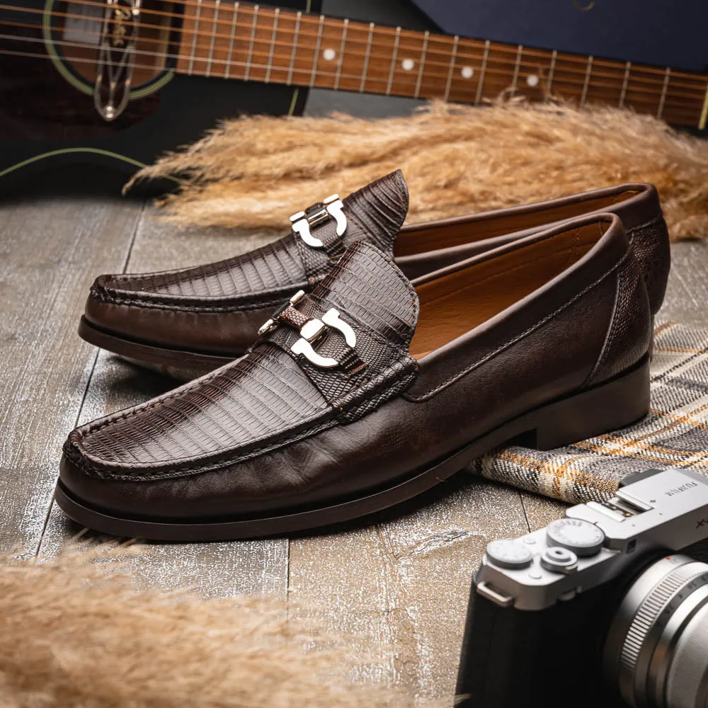 Marco Di Milano Enzo in Brown Lizard Loafers