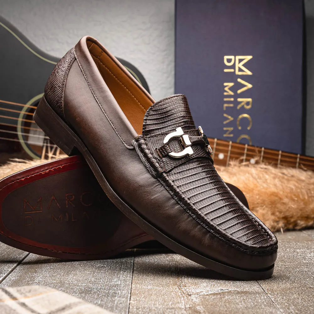 Marco Di Milano Enzo in Brown Lizard Loafers