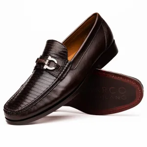 Marco Di Milano Enzo in Brown Lizard Loafers