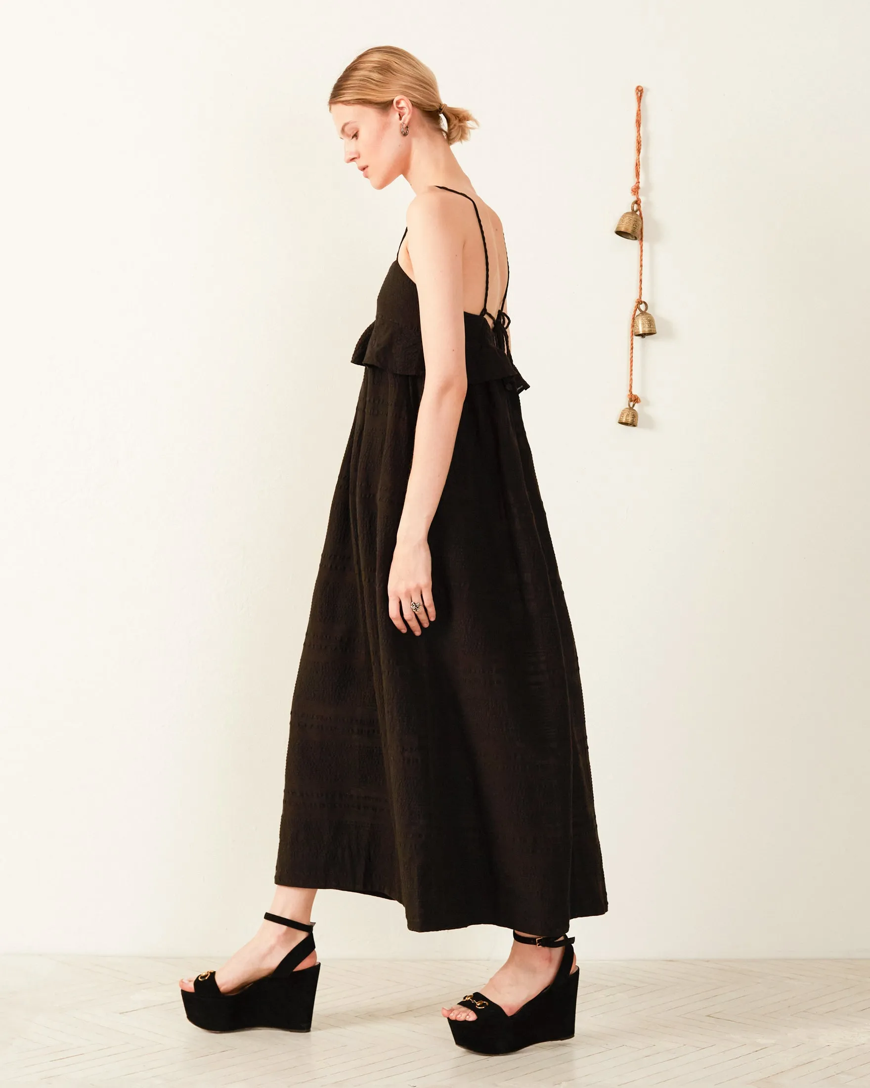 Martina Noir Seersucker Dress