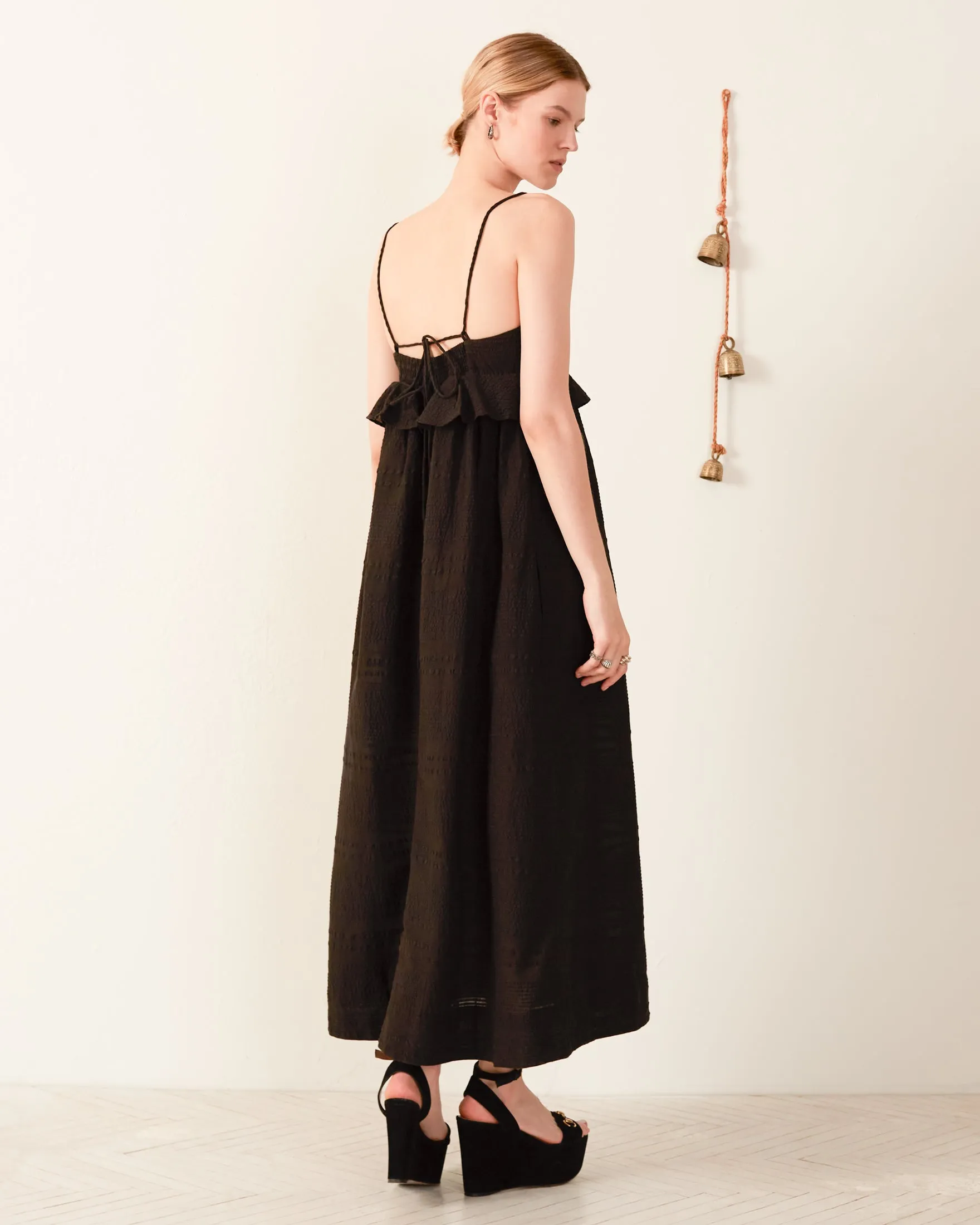 Martina Noir Seersucker Dress