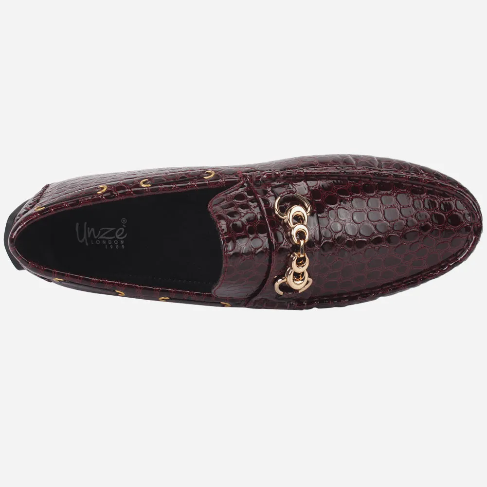 Men "HOLA" Textured Slip Ons Moccasin